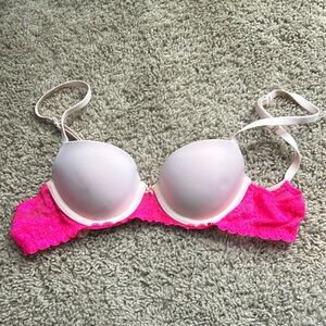 Aerie 32A pink lace lightly padded bra